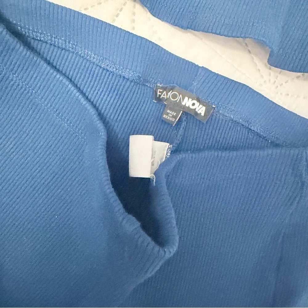 Fashion Nova Blue Ribbed Two-Piece Set - Picture 5 of 6
